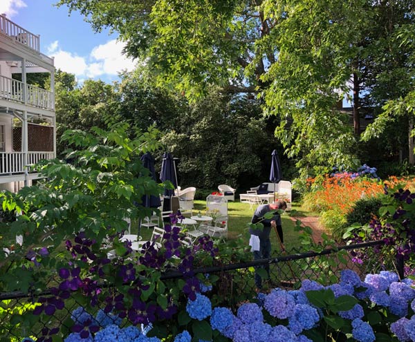 The secluded and beautiful garden at the Queen Anne Inn